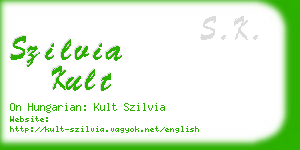 szilvia kult business card
